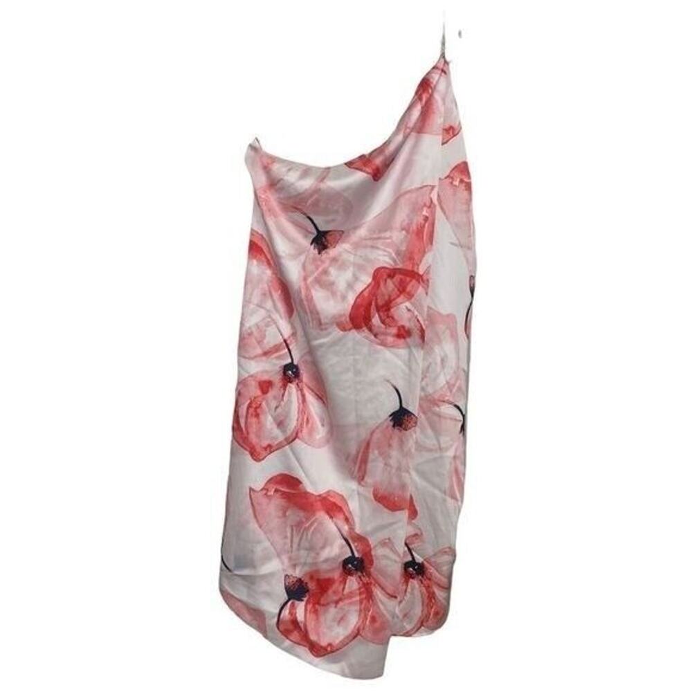 H Halston Dress Women's‎ Floral Red/White One Shoulder Sz M NWT